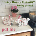 Betsy Bunny Oven Mitt Pattern PDF | Quilted Kitchen Decor