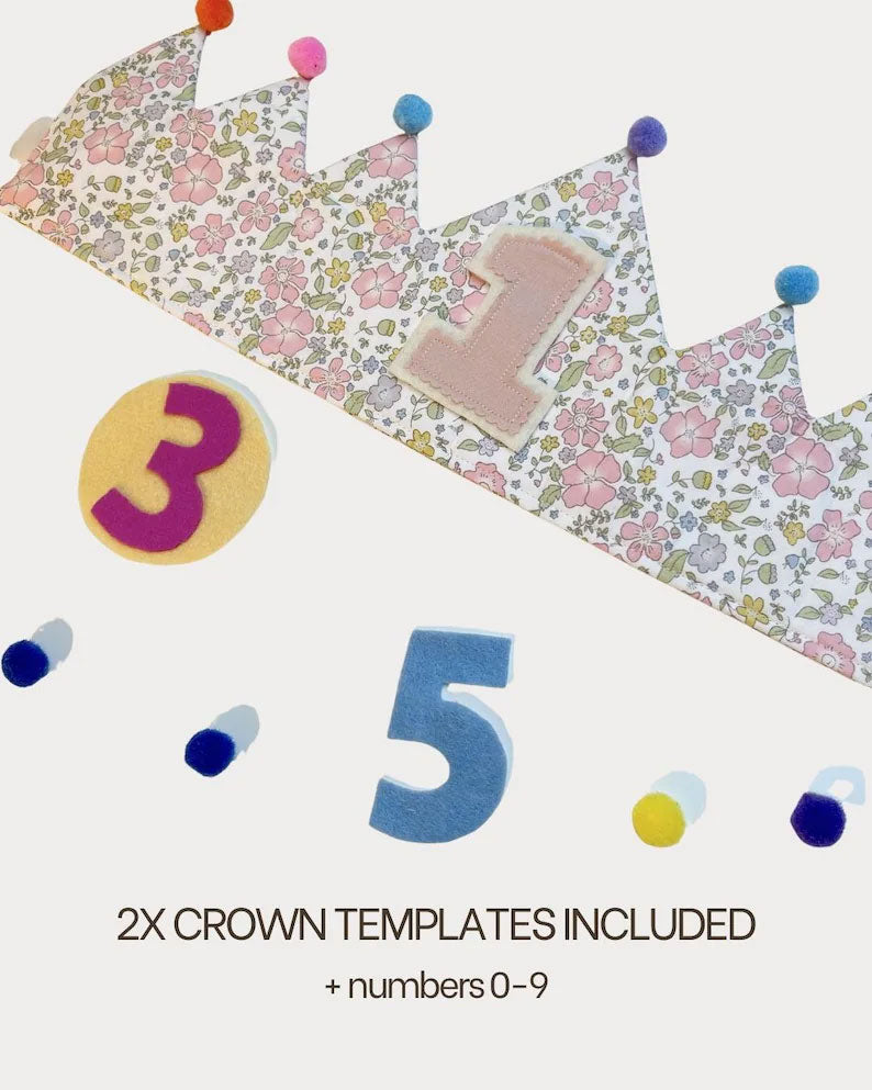 Birthday Crown Sewing Pattern: Reusable Fabric Crown with Numbers (PDF Download)