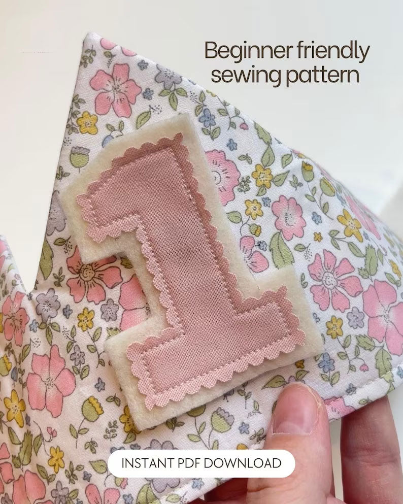 Birthday Crown Sewing Pattern: Reusable Fabric Crown with Numbers (PDF Download)