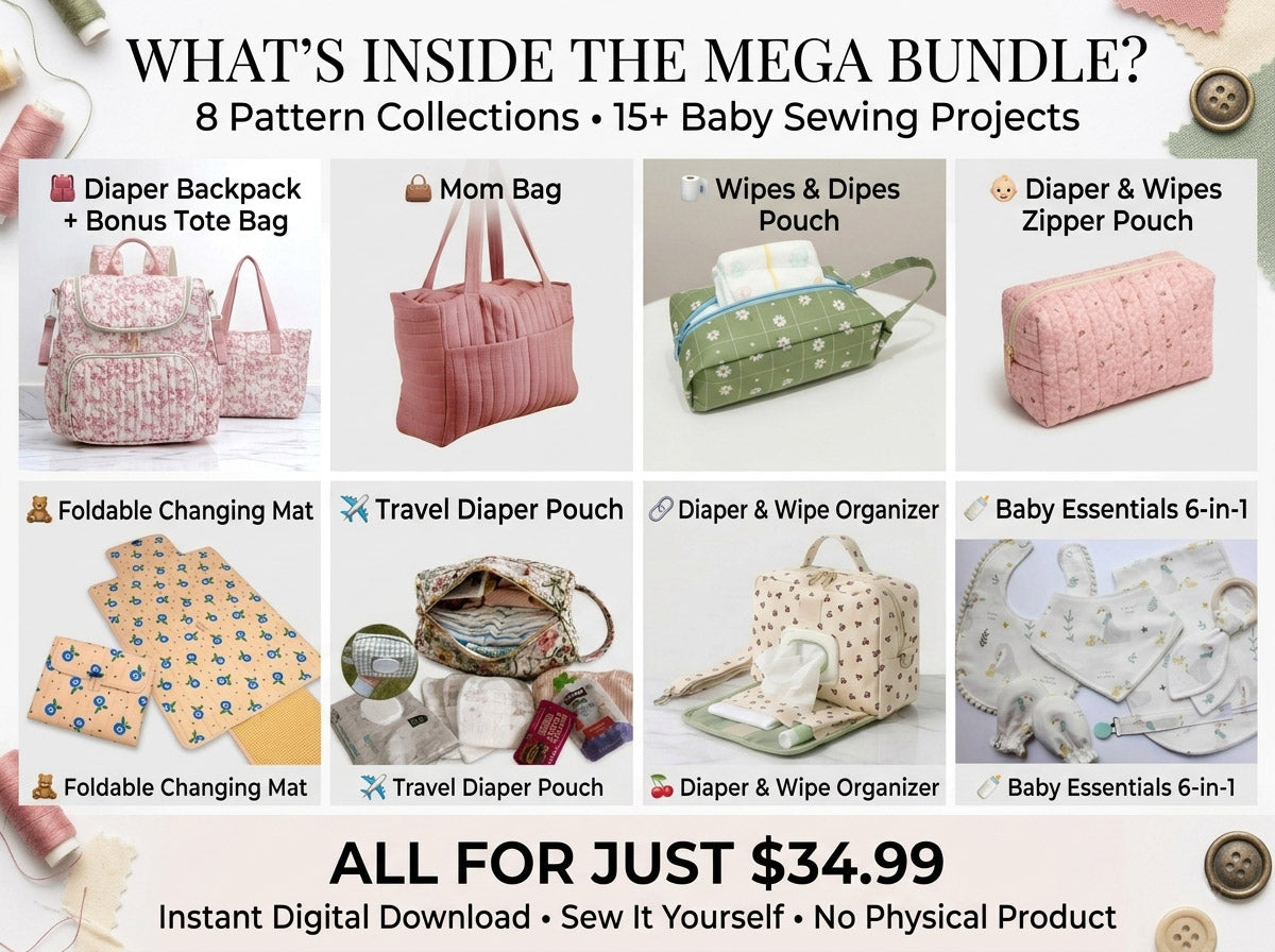 Baby Essentials Mega Bundle – 8 Pattern Collections | 15+ Baby Sewing Projects