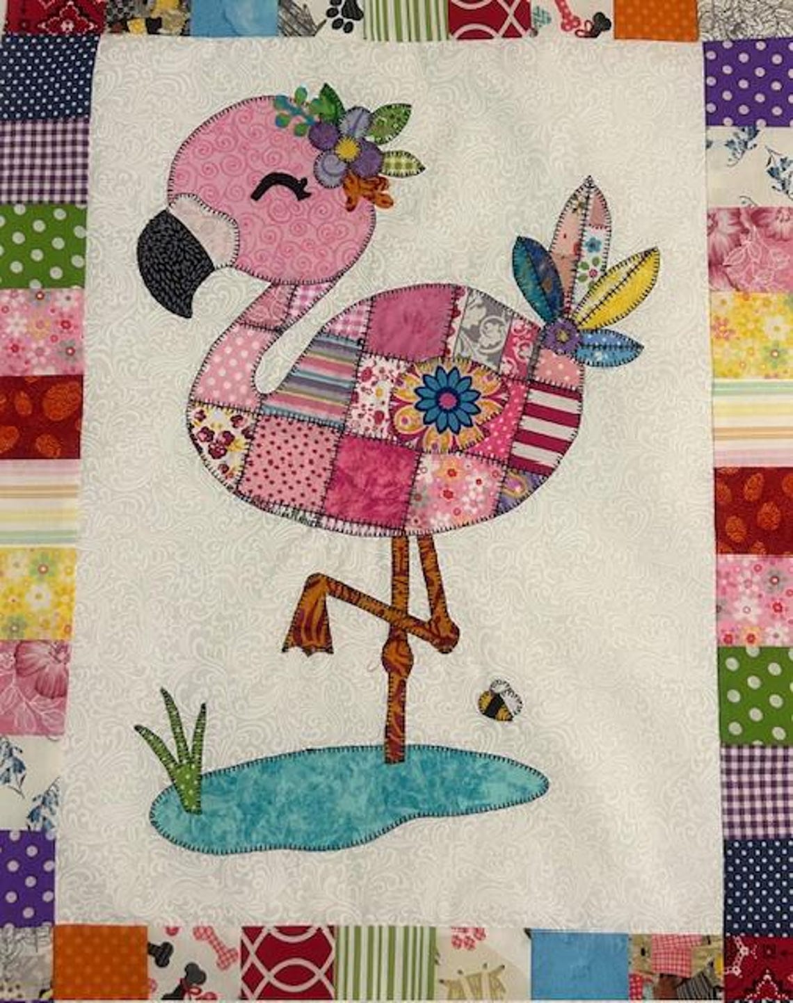 Patchwork Flamingo Quilt Pattern PDF Download Applique Baby Quilt