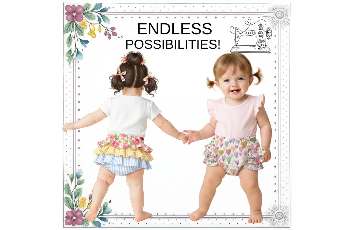 Rüschen Baby Bloomer Windelüberhose Schnittmuster PDF Download