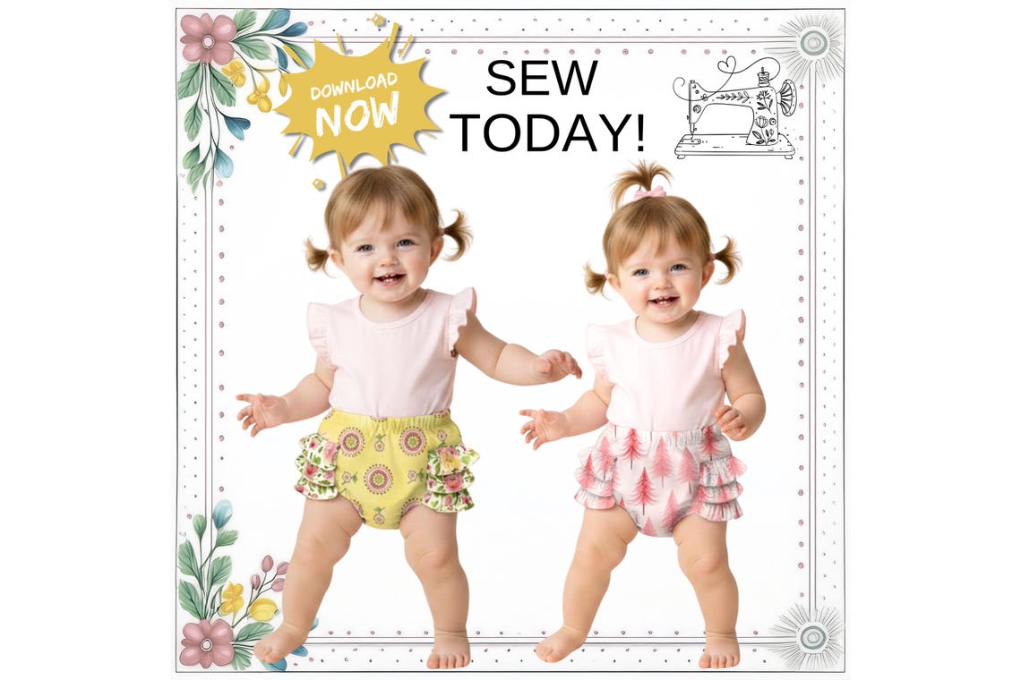 Rüschen Baby Bloomer Windelüberhose Schnittmuster PDF Download