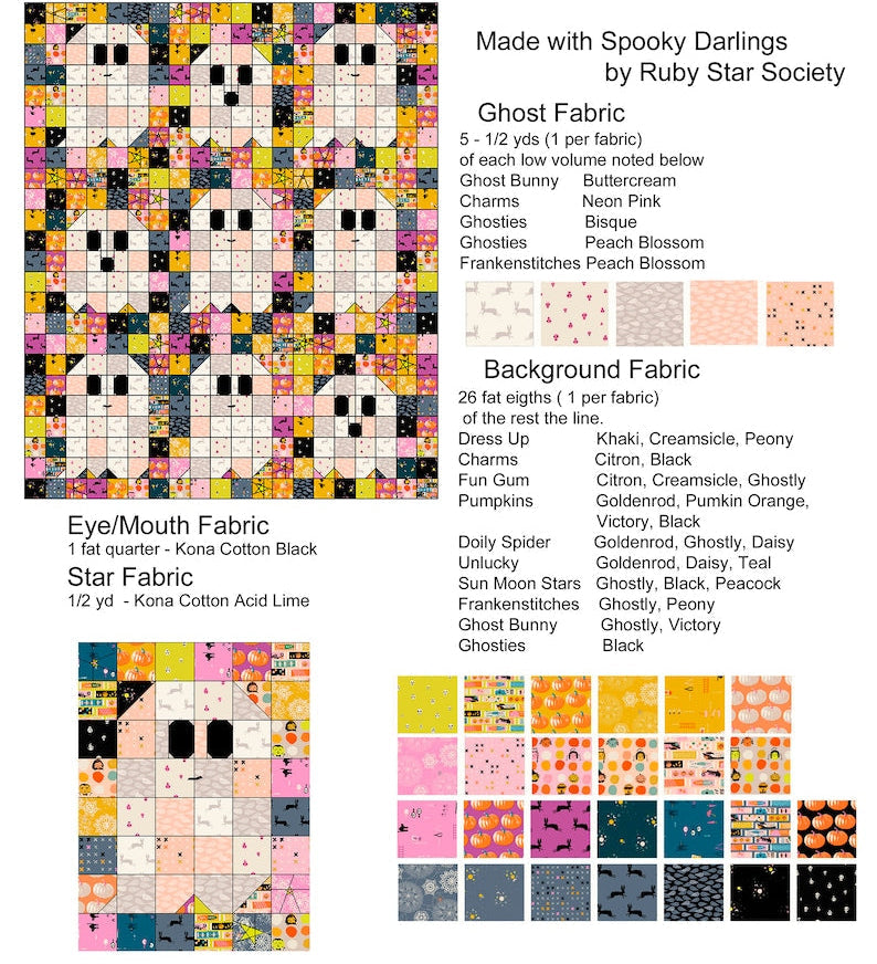 Ghost Party!!! Quilt PDF Pattern Download by woollypetals