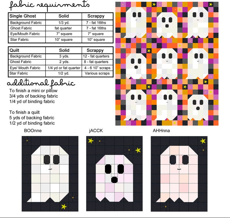 Ghost Party!!! Quilt PDF Pattern Download by woollypetals