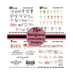 Religious Embroidery Design Bundle – Bible Verse & Scripture Christian Embroidery Designs with Dove, Cross, Bible & Church Motifs